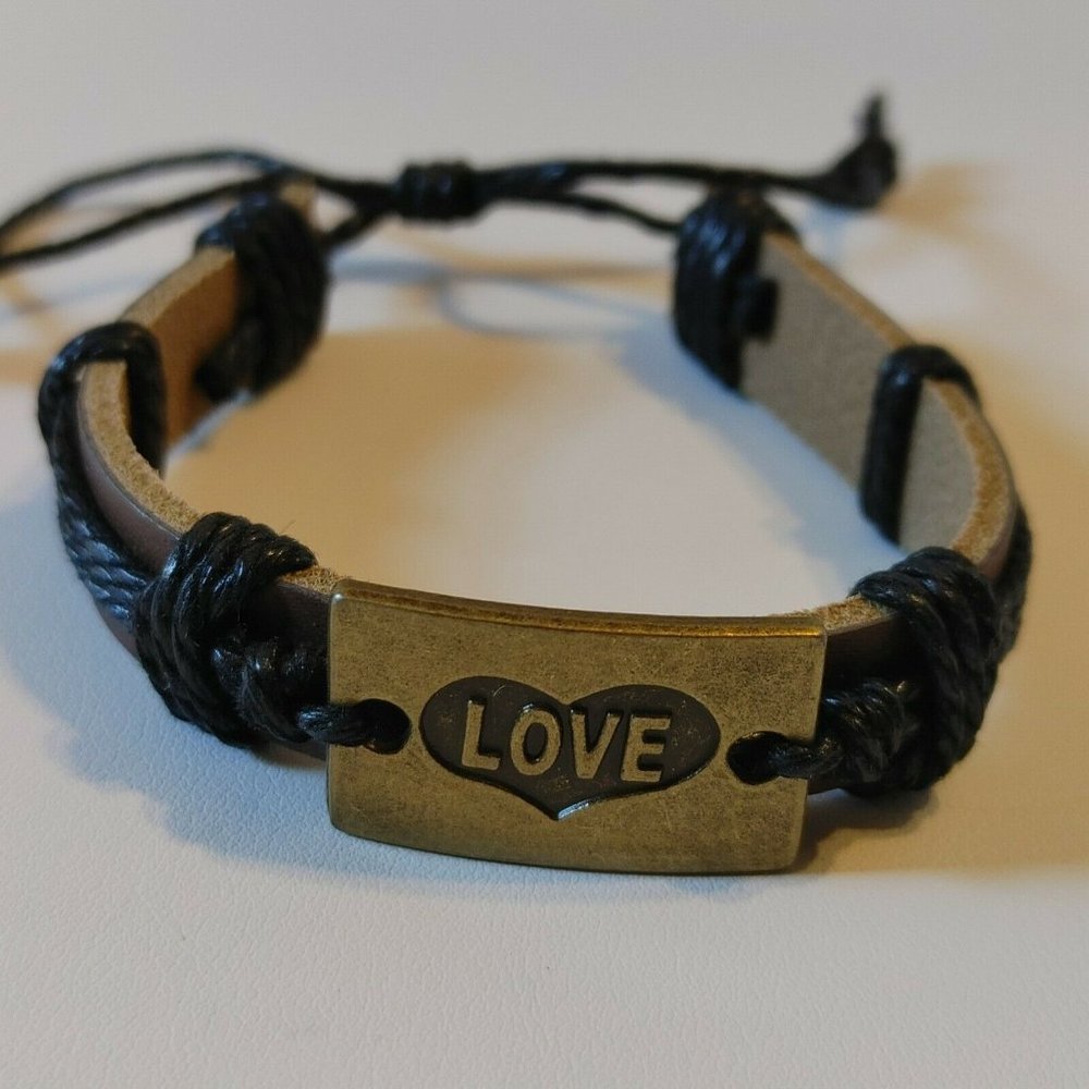 Fashion Hemp Gernuine Leather Black Cord Bracelet